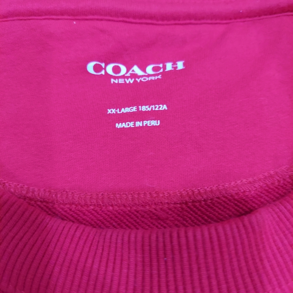 PRE-LOVED Coach Bold Red Crewneck Sweater with Black Accents (Size: XXL) - Picture 6 of 10
